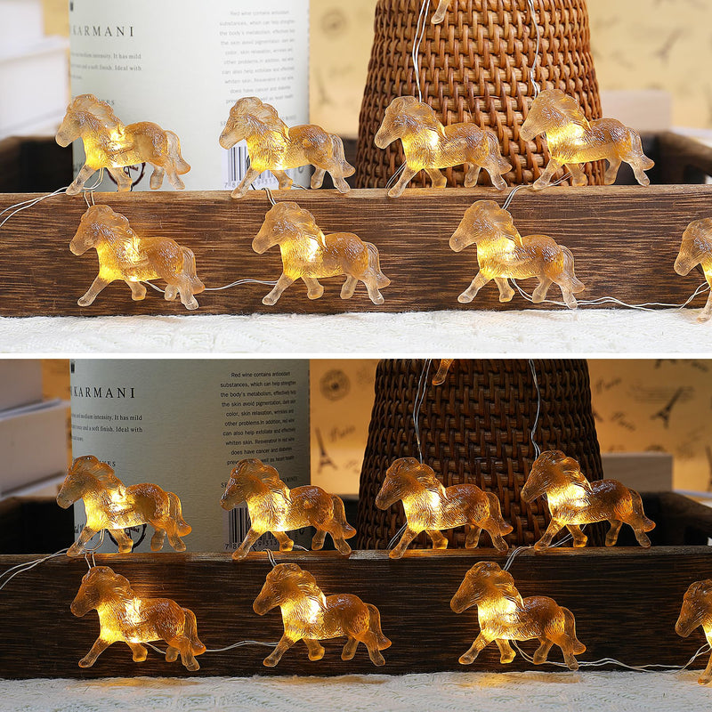 Horse Gifts for Girls Fairy String Lights, Novelty Decorative Pony Lights 8.5ft 20LEDs USB or Battery Operated with Remote Control for Bedroom Birthday Holiday Wedding Christmas Décor Gold - BeesActive Australia