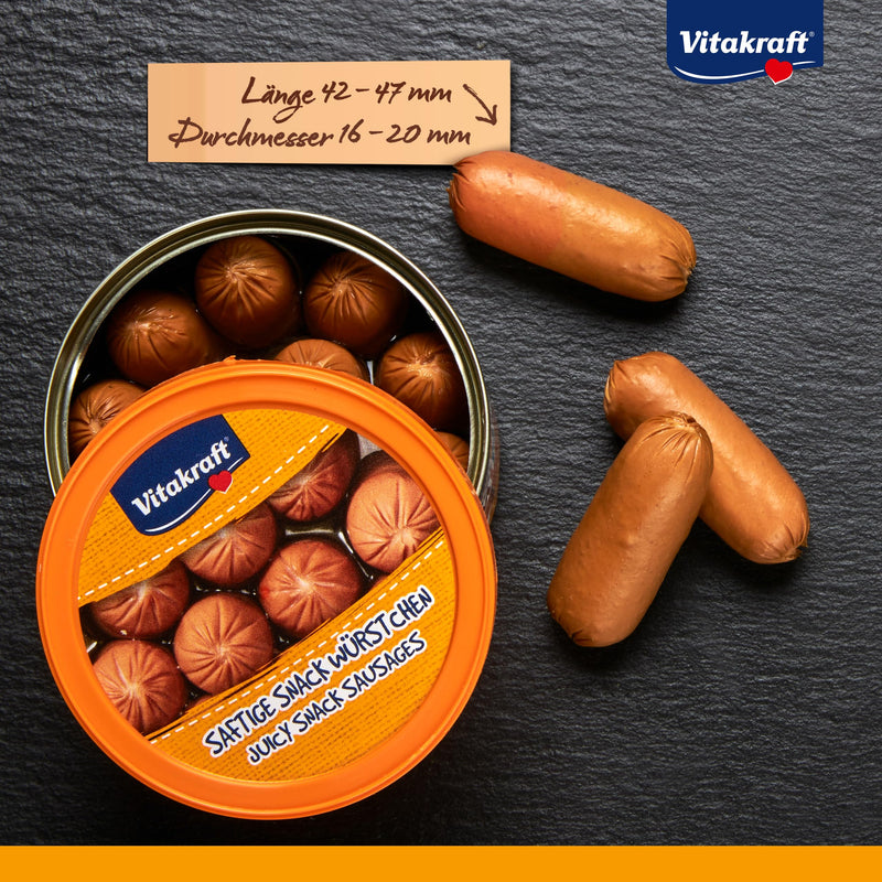 Vitakraft Dog Minis, grain-free dog treats, sausages, reward for in between meals, with poultry, reduced spice, in a resealable container, without added sugar (1x 120g) sausages 12 pieces - BeesActive Australia