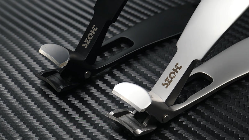 2025 Upgrade Angled Head Nail Clippers for Men, SZQHT Toenail Clippers for Seniors Thick Toenails, Large Toe nail Clippers with Catcher, Extra Wide Handle, Sharp Heavy Duty Stainless Steel Nail Cutter Black