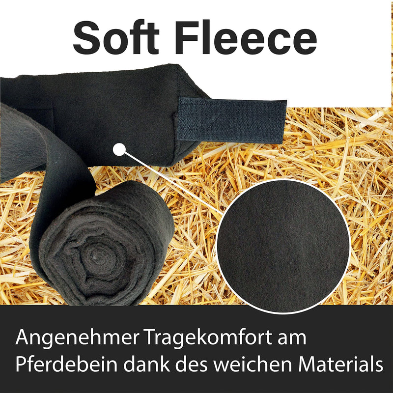 Bandages for the horse made of fleece with Velcro fastener - fleece bandages horse in a set of 4 with practical storage bag (Shetland Pony (Shetty), Black) Shetland Pony (Shetty) - BeesActive Australia