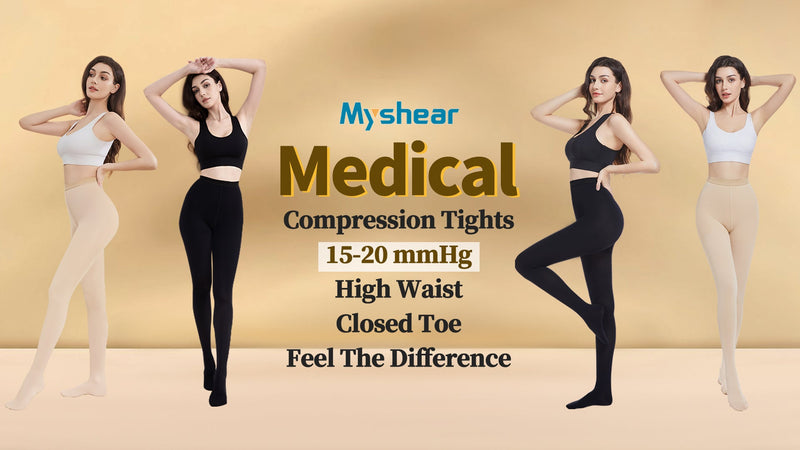 15-20 mmHg Medical Graduated Compression Pantyhose for Women Men 4X-Large Beige