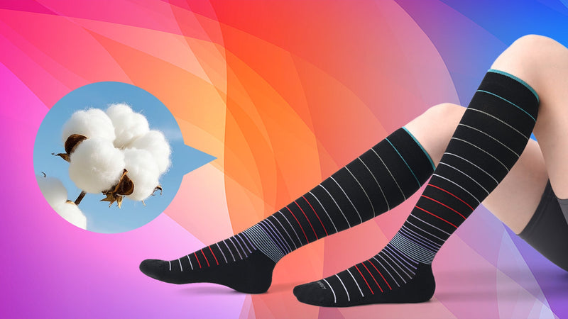 Soft Cotton Compression Socks for Women & Men 20-30 mmHg - Knee High Support Socks with Thick Sole and Seamless Toe Medium-Large 3 Pairs - Natural Land