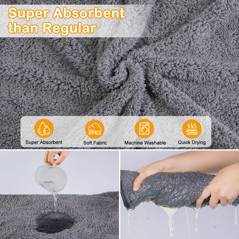 Bienbee Dog Bathrobe, Super Absorbent Dog Robe Dry Fast Dog Drying Towels with Hood Warm Keeping Dog Robes for After Bath, Grey XL X-Large - BeesActive Australia
