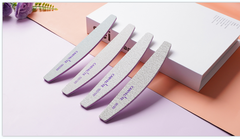 Canvalite 10 PCS Nail File Professional Nail Files Reusable Double Sided Emery Board(100/180 Grit) Nail Styling Tools for Home and Salon Use Christmas Gifts for Women Half moon 10 Count (Pack of 1)