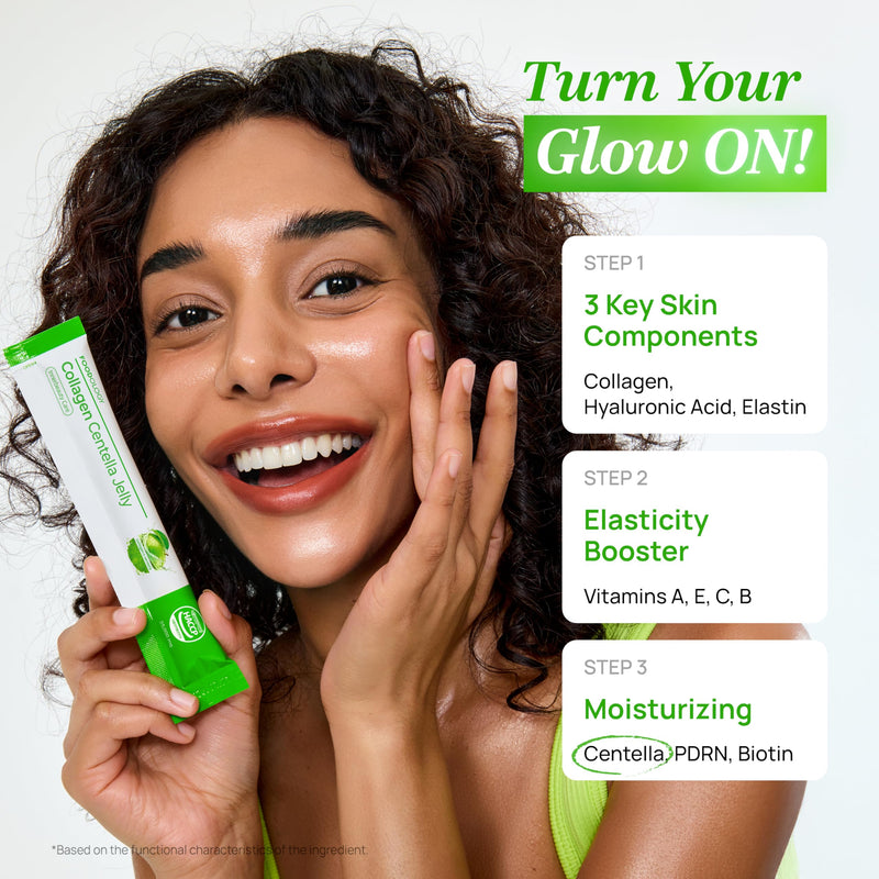 FOODOLOGY Coleology Centella Jelly Collagen Petide, Gree Apple, 10 Sticks | PDRN, Biotin & Hyaluronic Acid, Vitamin for Skin Glow, Hair & Nail Support, Korean Jelly Collagen Sticks Green Apple 10 Count (Pack of 1)