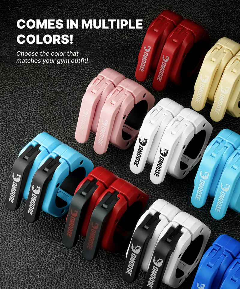 DMoose Fitness Barbell Clips 2 Inch (Pair) - Quick Release Olympic Barbell Clamps & Collars with Anti Slip TPR Grip for Secure Weightlifting and Powerlifting - Weight Clips for Bars at Home or Gym Red Magnetic - BeesActive Australia