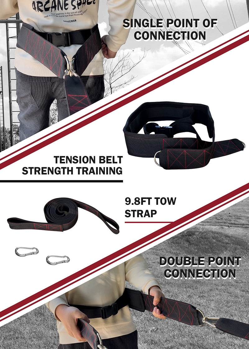Belt for Pulling, Strength Training, adjustable belt, gravity tension training, contains a belt and a strap Red Line