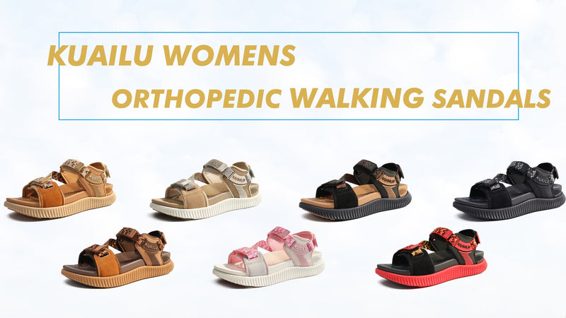 KuaiLu Womens Orthopedic Walking Sandals with Arch Support Recovery Cushion 9 Black