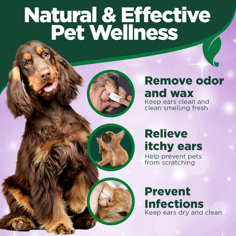 Vet's Best Ear Relief Finger Wipes | Ear Cleansing Finger Wipes for Dogs | Sooths & Deodorizes | 50 Disposable Wipes - BeesActive Australia