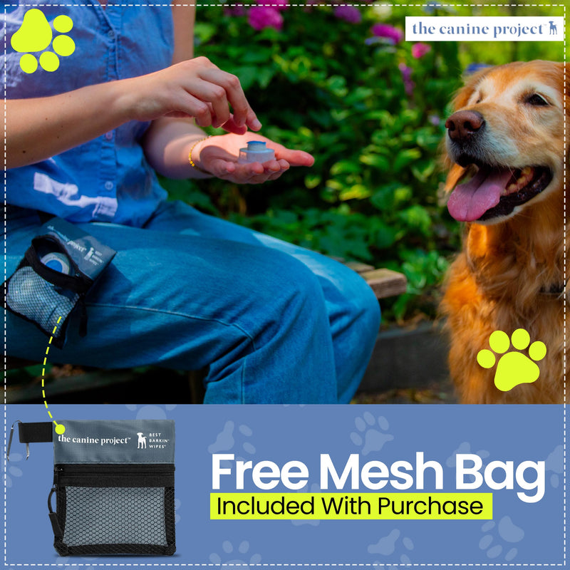 Best BARKIN' Wipes with Free Mesh Bag - Dog Wipes for Paws Ears and Butt - Micellar Aloe Scented Travel Friendly Puppy Wipes (12-Pack) 12-Pack - PawsPlanet Australia