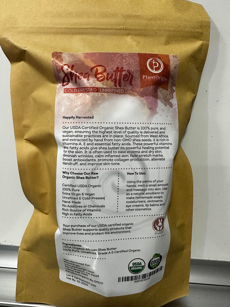 Shea Butter 1 lb | Raw USDA Certified Organic | African Unrefined | Great for Hair, Skin, and your DIY Projects | Soap Making Base, Lip Balm, Stretch Mark Cream.