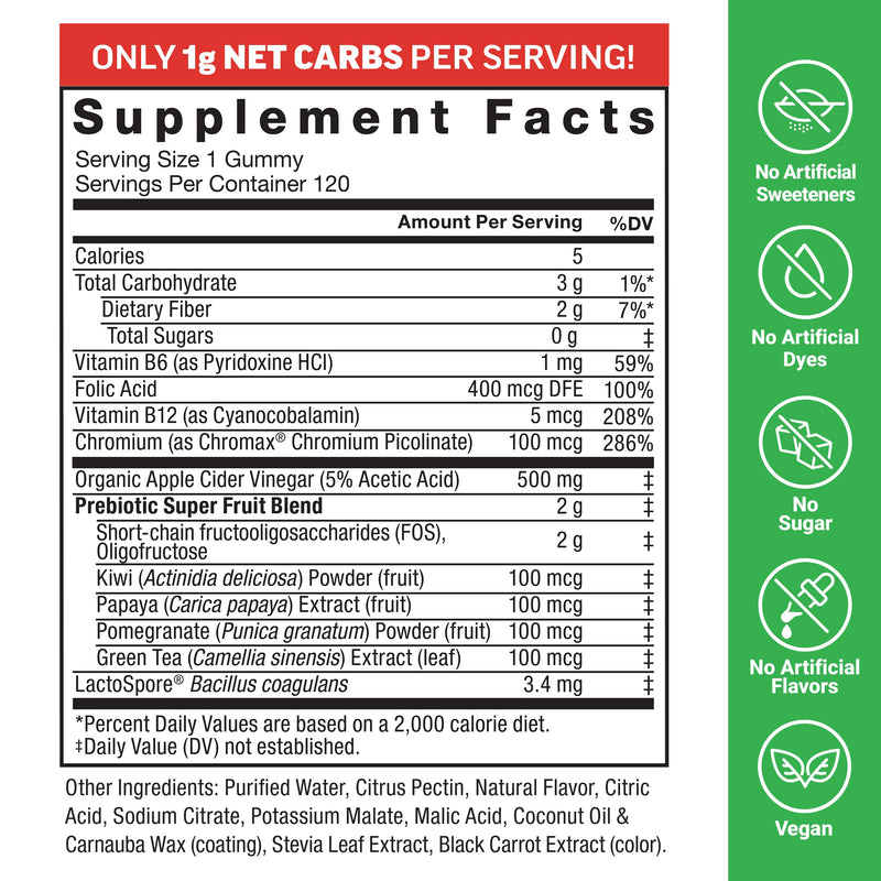 Force Factor ProbioSlim Apple Cider Vinegar Gummies 120 Count (Pack of 1) 120 Gummies