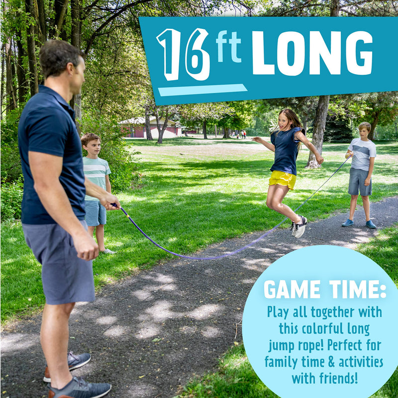 Just Jump It 16' Foot Jump Rope 2 Pack - Long Jump Ropes for Double Dutch - Outdoor Jump Ropes for Kids and Adults to Play Family Games & Exercise Green Confetti