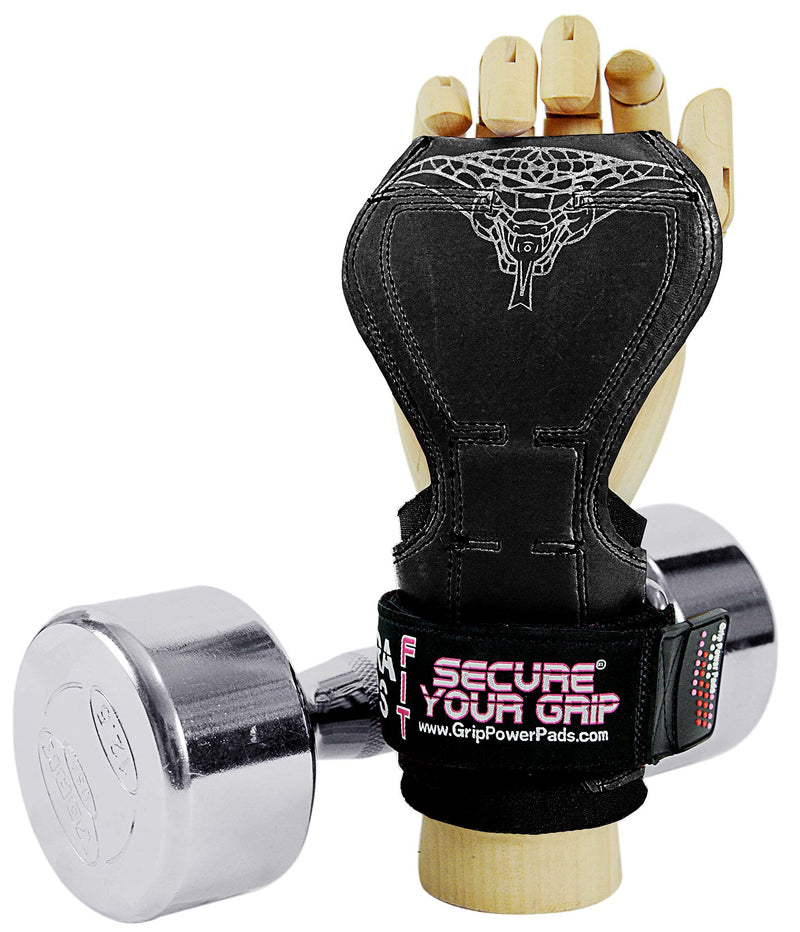 Cobra Grips FIT for Ladies! Weight Lifting Gloves Heavy Duty Straps Alternative to Power Lifting Hooks for Deadlifts with Built in Adjustable Neoprene Padded Wrist Wrap Support. (Women Black Rubber) - BeesActive Australia