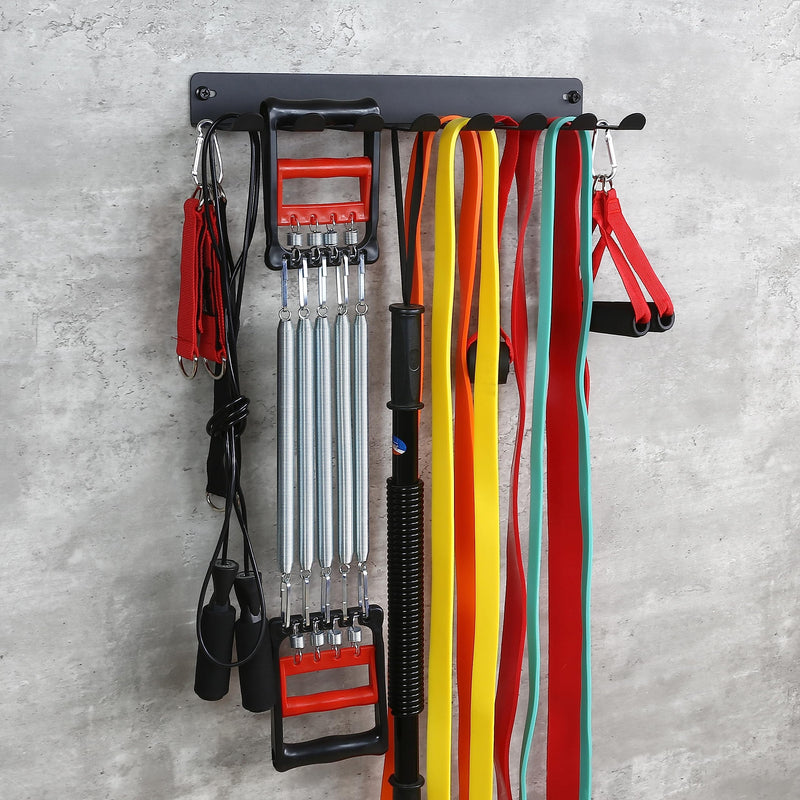 Multi-Purpose Gym Equipment Storage Rack Resistance Bands Storage Hanger Barbell Rack Heavy Duty Gym Rack for Exercise Bands, Lifting Belts and Jump Ropes 17" / 8 prongs - BeesActive Australia