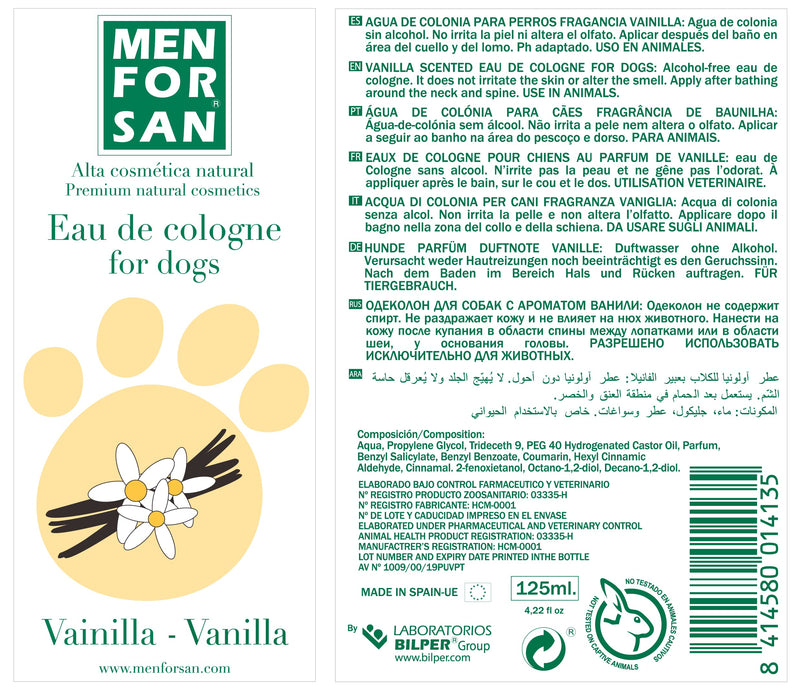 Menforsan Eau de Toilette for dogs with vanilla aroma 125 ml - pack of 3 units - BeesActive Australia