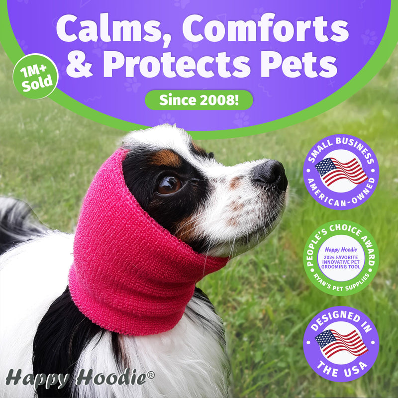 Happy Hoodie The Original Dog & Cat Calming Band - American Brand - Anxiety Relief/Noise Protection-Grooming-Thunder-Fireworks (Large, Blue) - Since 2008 Large