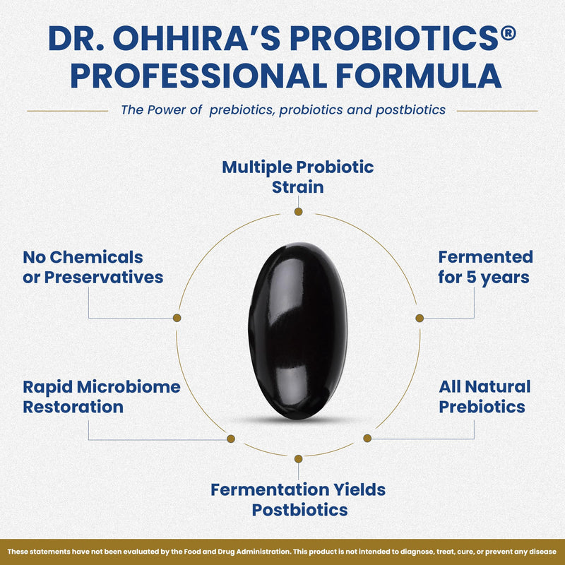 Dr Ohhiras Probiotics Professional Formula with 5 Year Fermentation | Probiotic Prebiotic Postbiotic Supplement for Men and Women | Probiotics for Gut Health and Digestive Support | 30 Capsules 30 Count (Pack of 1)