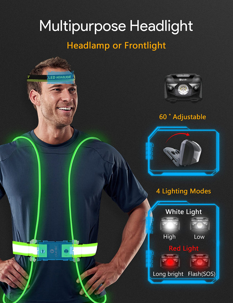 LED Running Light Vest Multicolor Light Up Vest Rechargeable Reflective Safety Gear High Visibility for Night Running Small Orange
