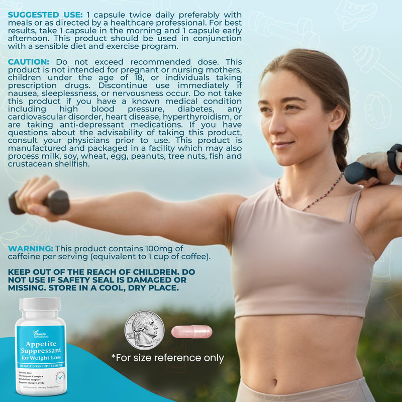 DR VITAMIN SOLUTIONS Appetite Suppressant for Weight Loss - Pills for Women w/Garcinia, Ginger Root, Guarana - Fat Burners, Metabolism Booster for Women & Men (1 Bottle, 30 Capsules) 30 Count (Pack of 1)