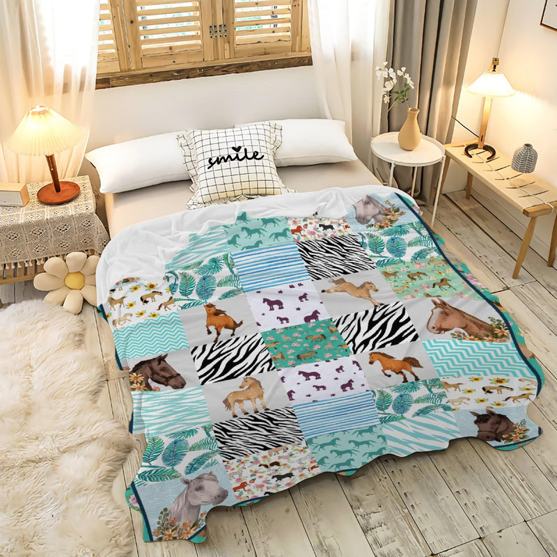 Horse Blanket Horse Gifts for Girls 10-12 Women Teenager Lightweight Cozy Flannel Fleece Throw Blanket Horse Decor Animal Blanket 50"X40" 40"x50" for kids - BeesActive Australia