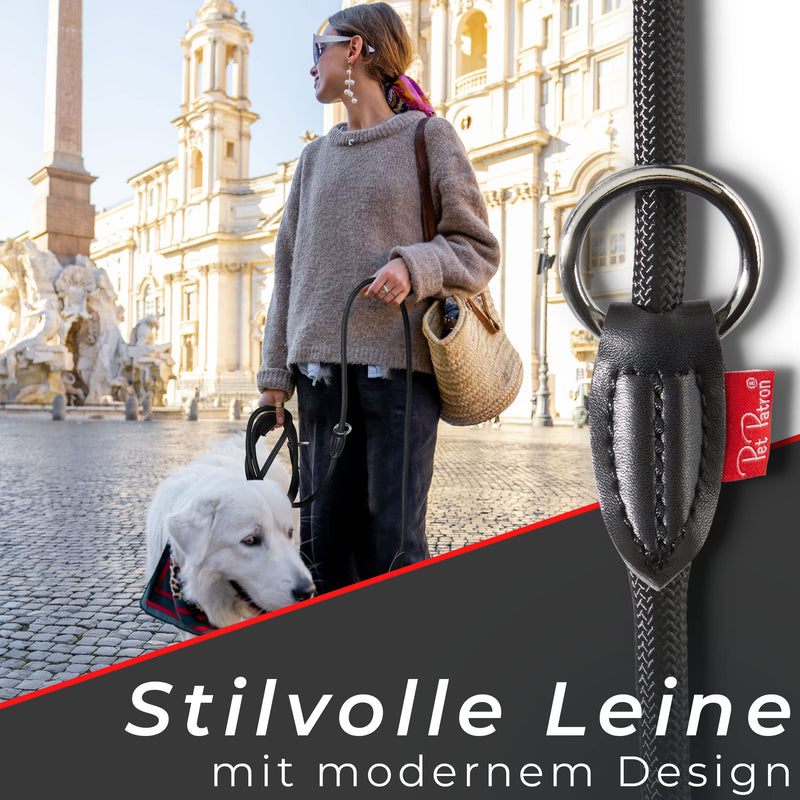 PetPatron® dog leash 3m adjustable (1.5-3m) stylish leash 3m nylon with leather elements (45 kg) shoulder leash, double leash & dog leash 3m black 3 m x 1.1 cm - BeesActive Australia