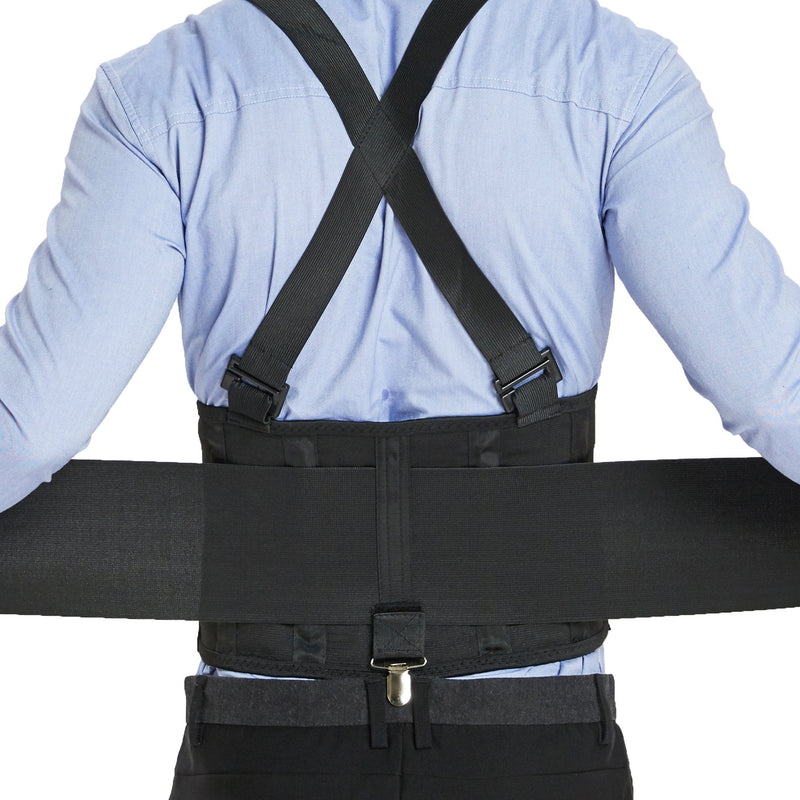 NeoTech Care Back Brace for Work with Removable Pants Clips & Detachable Suspenders - Back Support Belt - Adjustable, Light, Breathable - Posture (Black, Size XXL) Black