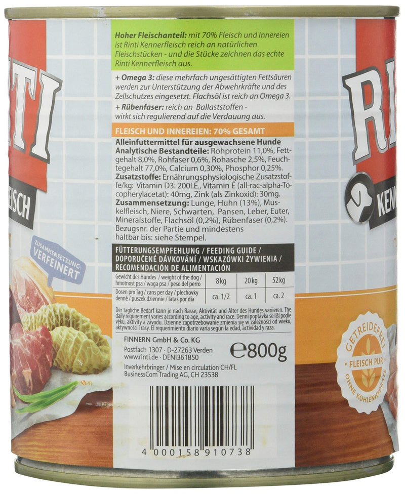 RINTI connoisseur meat chicken 12 x 800 g - BeesActive Australia