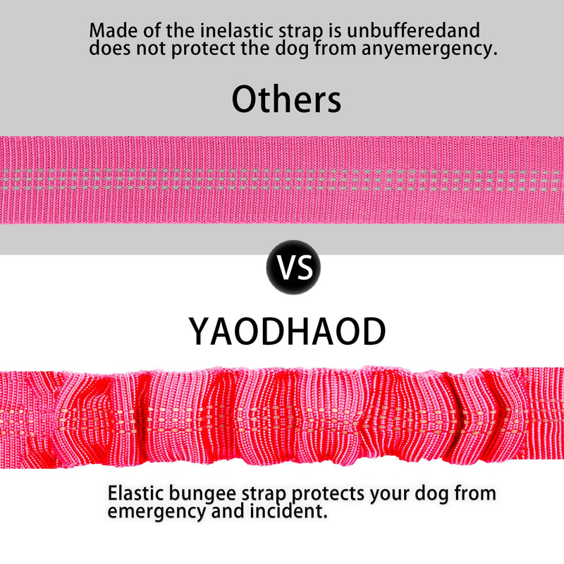 YAOHDAO Dog Seat Belt Harness for Car, Restraint Adjustable with Elastic Bungee Buffer Headrest for Vehicle, 360 Degree Swivel Nylon Pet Safety Seat Belts Car Harness (Pink No Seat Belt Buckle) Pink No Seat Belt Buckle - BeesActive Australia