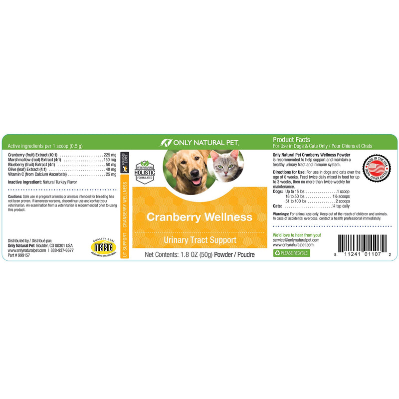 Only Natural Pet Cranberry Wellness Antioxidant Powder for Dogs and Cats - Nutritional Berry Powder Supplement for Urinary Tract Health with Vitamin C - 110 Servings - BeesActive Australia