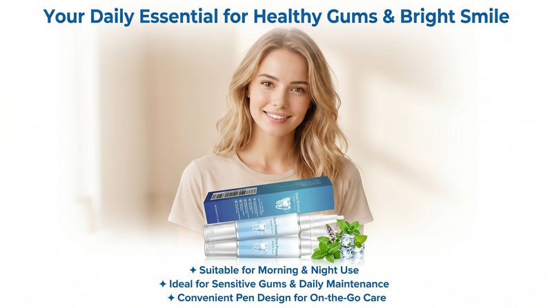 Gum Repair Gel for Receding Gums, Professional Daily Oral Care Essence Pen for Sensitive Teeth & Enamel Safety, Natural Plant Extract Gentle Gum Support Formula (3 Pack) 3 Pack