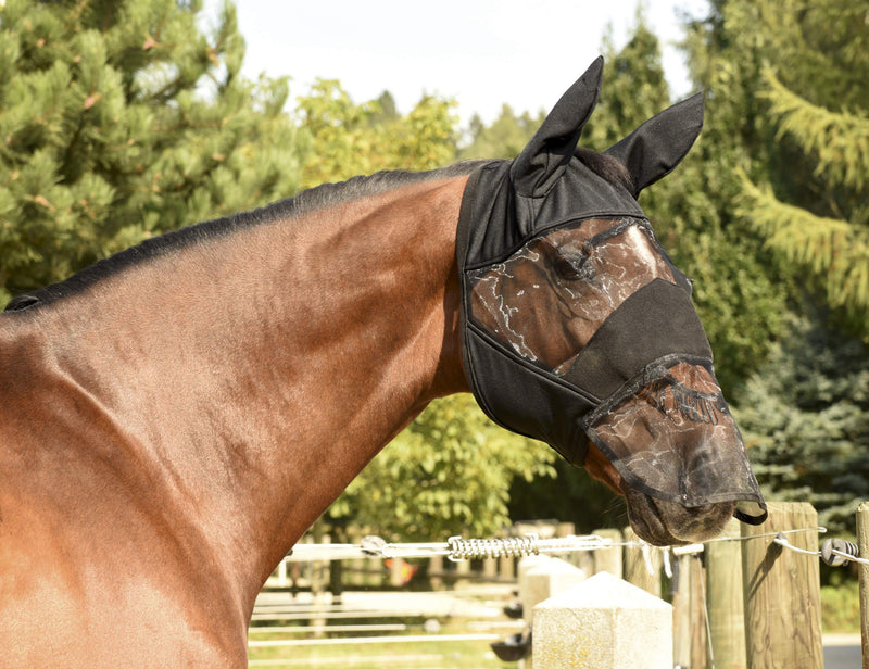 Kerbl 321275 fly protection VB, including nose bridge and ears protection, black thoroughbred - BeesActive Australia