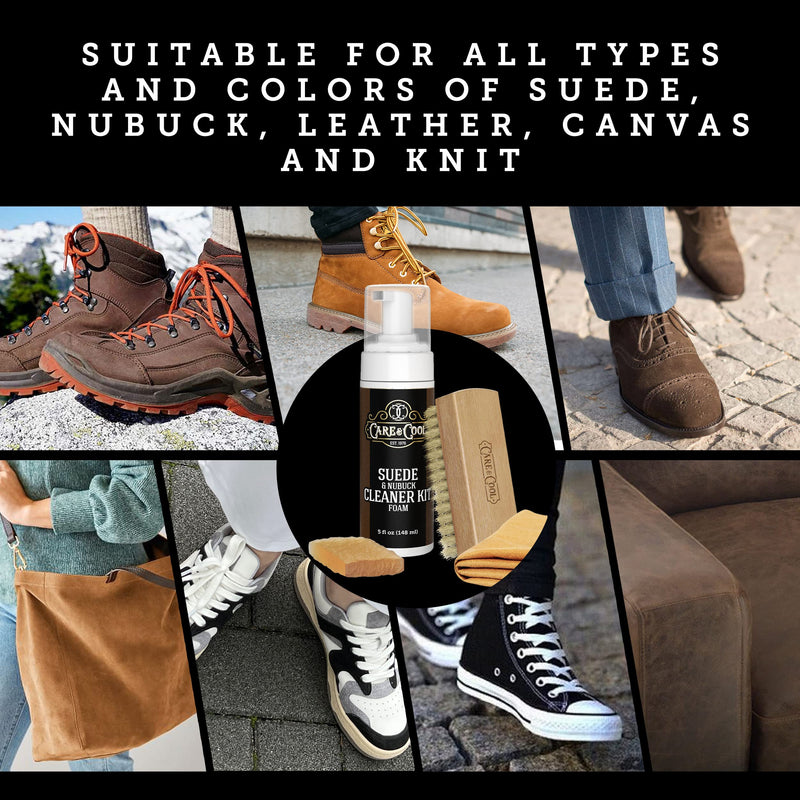 Care & Cool Suede and Nubuck Cleaner Foam Kit (5 oz) - Revitalizes and Refreshes Shoes, Boots, Clothes, and Furniture - BeesActive Australia