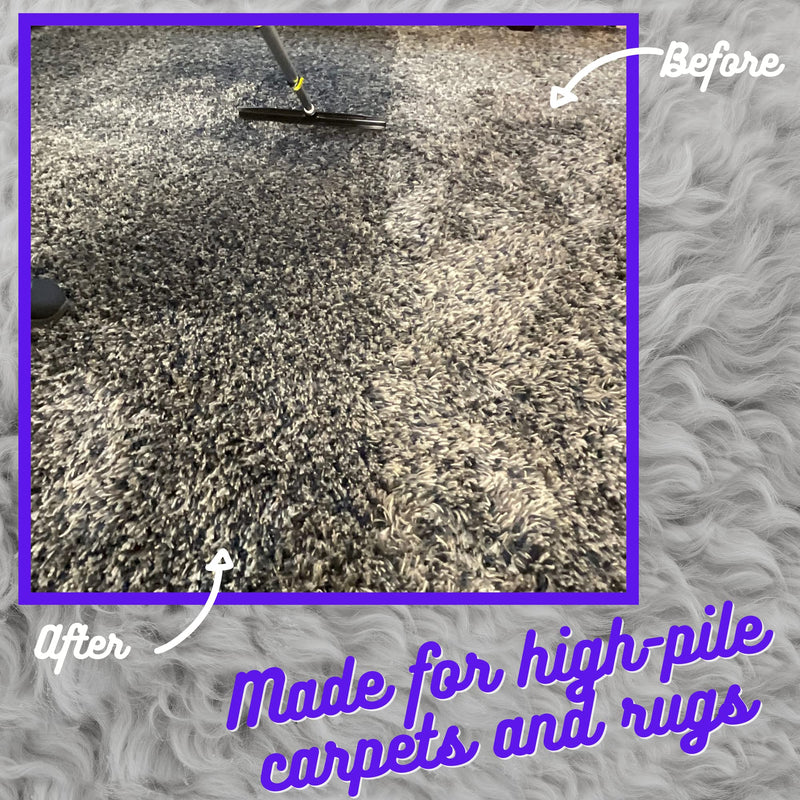 Room Groom PET Carpet Rake and Groomer with Telescoping 54 Inch Adjustable Handle, Rugs, and Artificial Turf, Purple Grip, Black/Purple - BeesActive Australia