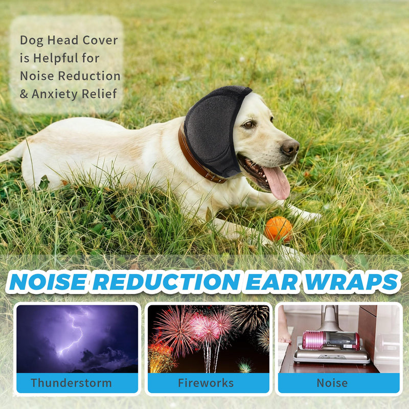 2 Pack Ear Covers for Dogs Adjustable Ear Muffs Noise Protection No Shake Head Wraps Pet Animal Hearing Protections M Size