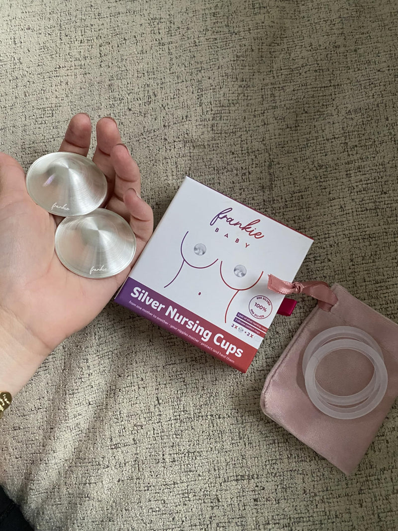 Silver Nursing Cups for Breastfeeding Newborn - Nipple Shields - Breast Shields for Nursing New Moms - Silver Nipple Covers Breastfeeding - Pack of 2 - Frankie Baby Regular - BeesActive Australia