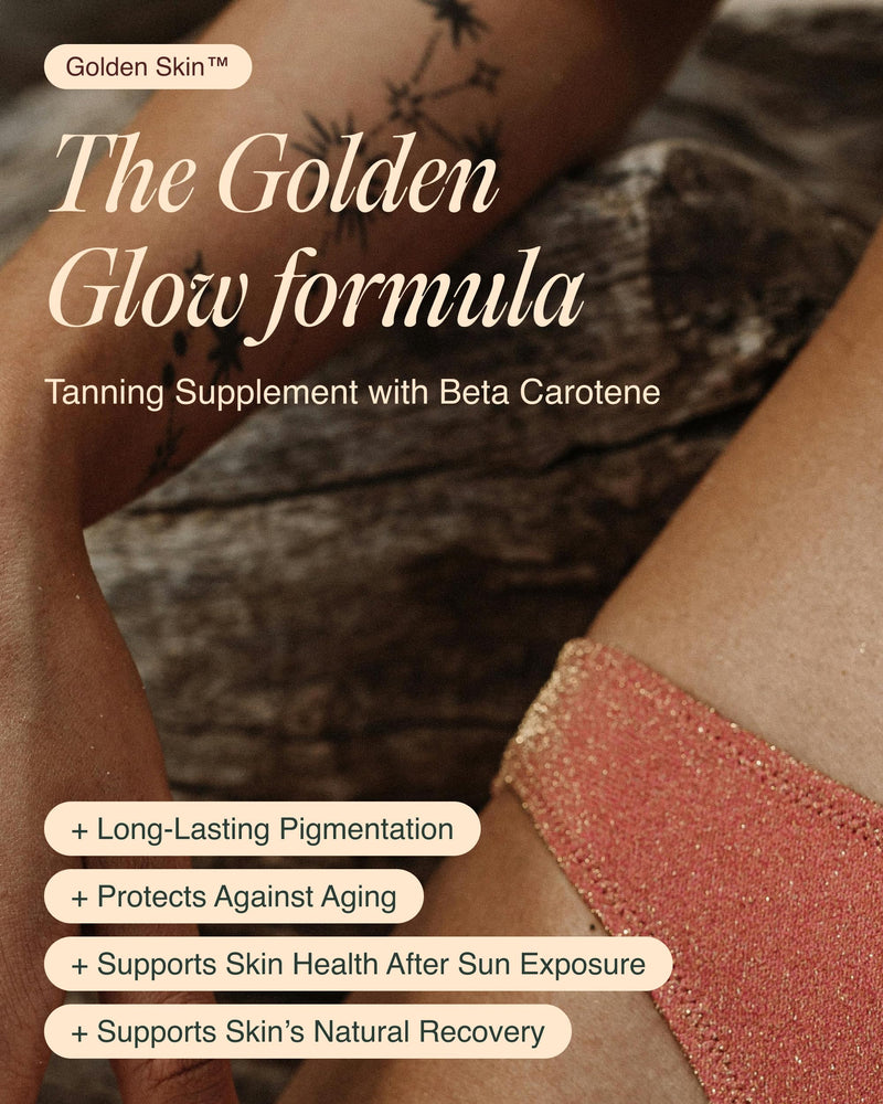 Golden Skin Tanning Supplement for Women & Men ‚Äì Potent Tanning Pills with Beta Carotene, Lutein & L-Tyrosine for Skin Health | Natural Antioxidant Supplement & Tanning Vitamins | 180 Vegan Capsules
