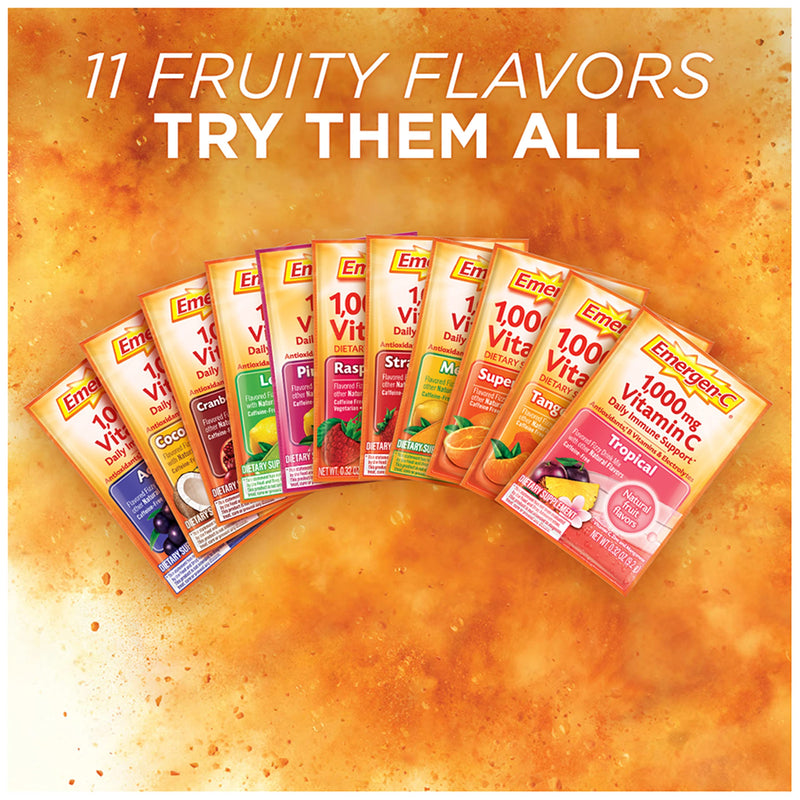 Emergen-C 1000mg Vitamin C Powder, with Antioxidants, B Vitamins and Electrolytes, Vitamin C Supplements for Immune Support, Caffeine Free Fizzy Drink Mix, Strawberry Kiwi Flavor - 30 Count - BeesActive Australia