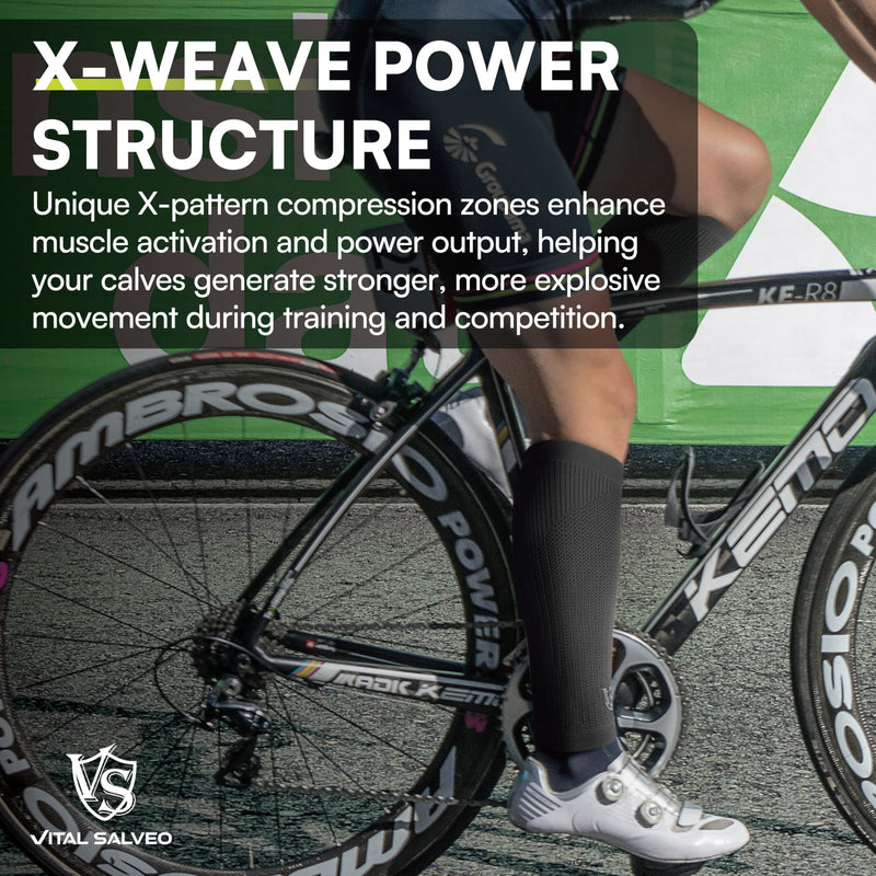 Vital Salveo Graphene Power Calf Sleeve - X-Weave Compression Support for Muscle Pain Relief(1 Pair) Medium - BeesActive Australia