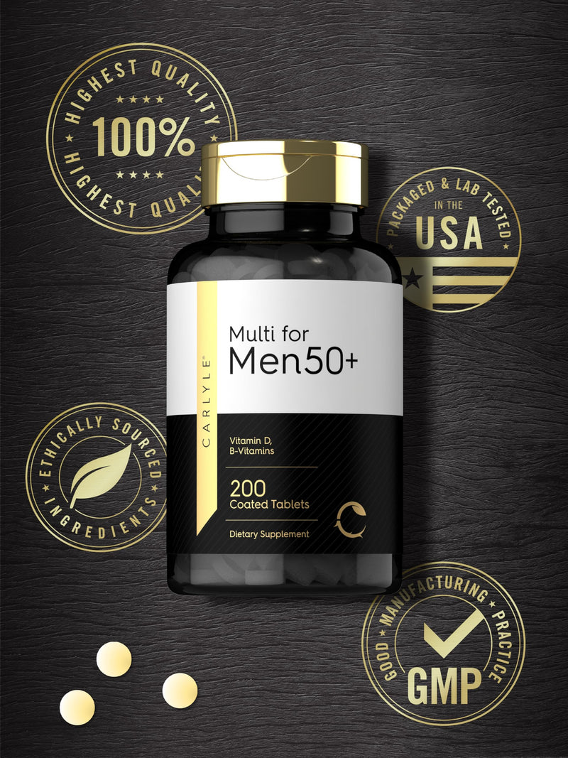 Carlyle Multivitamin for Men 50+ | 200 Count | with B Vitamins, Vitamin D, Magnesium & Zinc | Non-GMO, Gluten Free Supplement