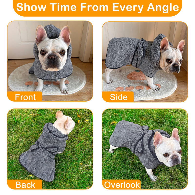 Bienbee Dog Bathrobe, Super Absorbent Dog Robe Dry Fast Dog Drying Towels with Hood Warm Keeping Dog Robes for After Bath, Grey XL X-Large - BeesActive Australia