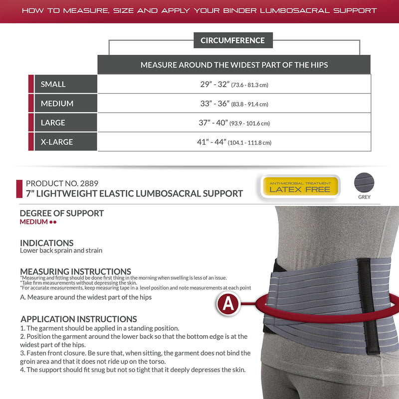 OTC Lumbosacral Support for Women, 7-Inch Lower Back, Select Series Grey Small