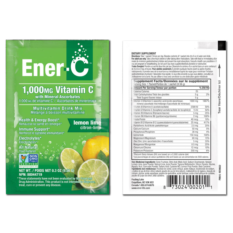 Ener-C Multivitamin Drink Mix - Vitamin Packets for Water, Electrolytes Powder Packets, Vitamin Drink Mix, Hydration Liquid Mix, Immune Booster for Adults, Healthy Energy - Lemon Lime, 30 Count | Vitamin Packets for Water, Vitamin Drink Mix, Hydration ...