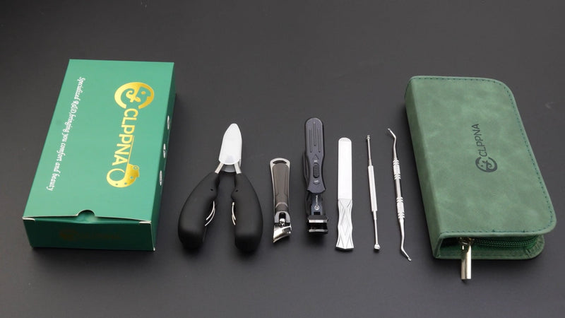 Toenail Clippers for Seniors Thick Toenails, CLPPNA Angled Head Large Toe Nail Clippers Set for Men, Heavy Duty 45° Ingrown Toenail Clippers, 37mm Wide Opening Nail Cutter with Long Handle, 6PCS 6PCS(Ingrown & Angled & Slanted）