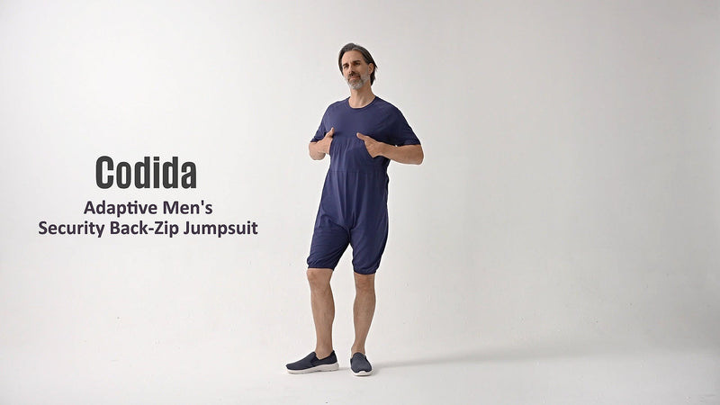 Adaptive Clothing for men Anti-Strip Back-Zip Jumpsuit for Elderly men Small Dark Gray