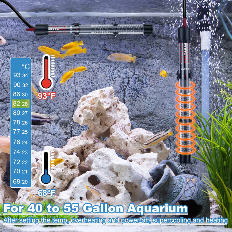 Dreyoo 2 Set 300W Submersible Aquarium Heater, Adjustable Aquarium Fish Tank Heater with 4 Thermometers Stickers and Suckers, Adjustable Knob Thermostat for Marine Saltwater and Freshwater - BeesActive Australia