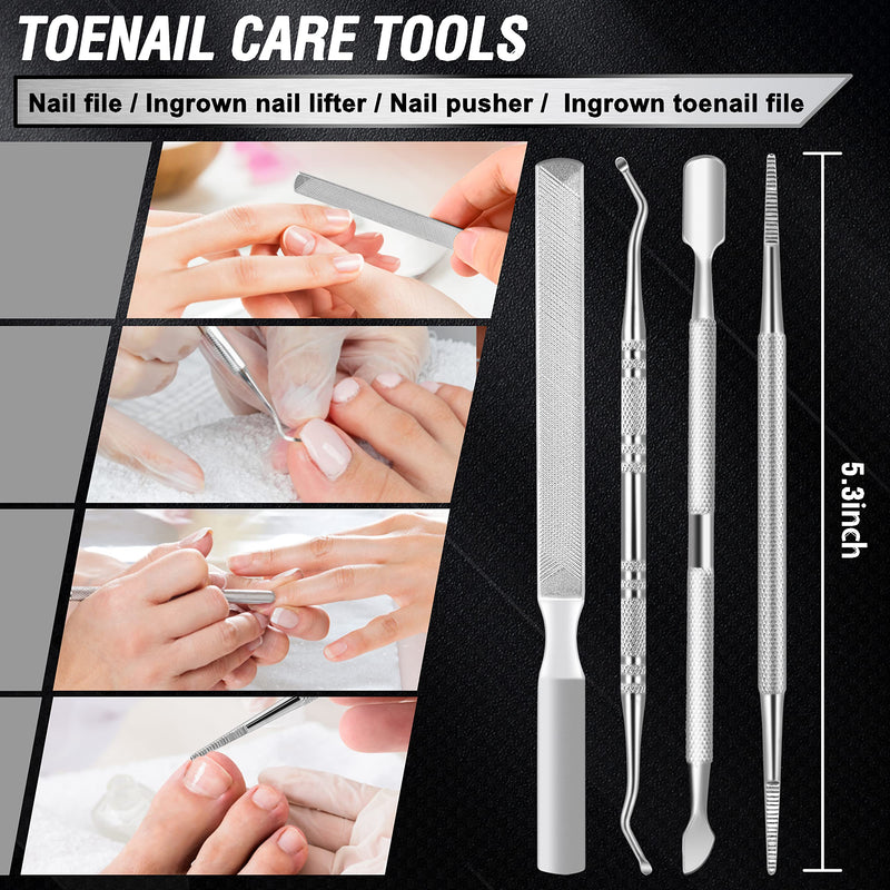 Toenail Clippers for Seniors Thick Toenails, Aucurwen Heavy Duty Toe Nail Clippers Adult Thick Nails Long Handle, Large Toenail Clippers for Thick Nails 7Pcs Black - BeesActive Australia