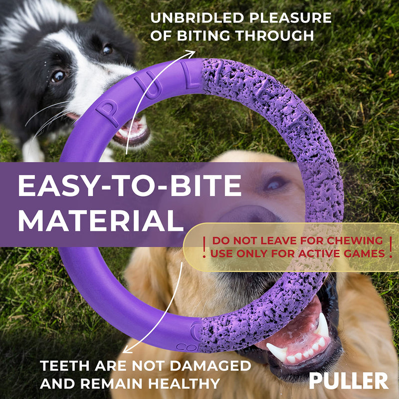 Puller Outdoor Dog Ring Toys - Dog Fetch Toy & Tug of War Dog Toy for Small Medium Large Dogs - Dog Ball & Soft Dog Frisbee Alt - Outside Dog Yard Toys - Big Dog Pull Toy - Dog Agility Jumps Tool MIDI - TWO Rings - BeesActive Australia