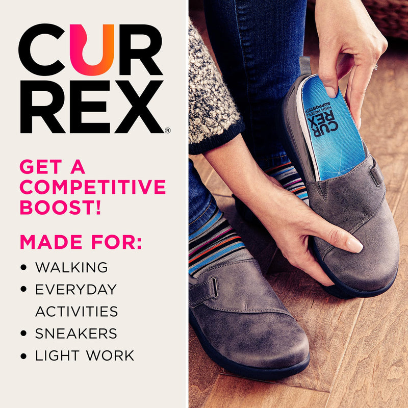 CURREX SupportSTP – Arch Support Insole w/Superior Cushioning & Airflow, Heavy Duty Shell for Less Fatigue – Comfort, Athletic, Casual and Work Shoe Inserts, Men & Women – High Arch, Medium M (Mens 7-8.5 / Womens 8.5-10) High Arch - Blue