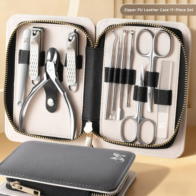 11PCS Manicure Set – Professional 11-in-1 Manicure Pedicure Kit, Premium Stainless Steel Nail Clippers and Grooming Tools with Portable Textured Travel Case, Luxury Gift Set for Woman& Man. 11PCS